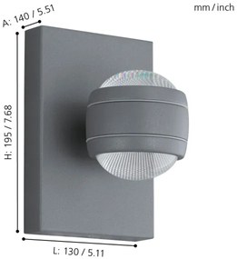 Eglo 94796 - LED Vonkajšie svietidlo SESIMBA 2xLED/3,7W/230V IP44
