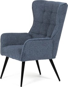 Relaxačné kreslo ušiak LOYD — látka, čierna / modrá