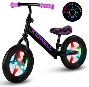 Kidwell Rebel LED balančný bicykel pre deti – LED ráfiky, EVA kolesá 28 cm, bez batérií