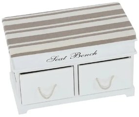 Kondela Lavica s vankúšom, SEAT BENCH 1 NEW, 2 šuplíky, biela/svetlohnedá