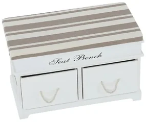 Kondela Lavica s vankúšom, SEAT BENCH 1 NEW, 2 šuplíky, biela/svetlohnedá