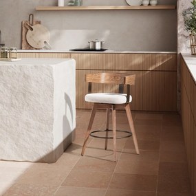 Krémovobiele/v prírodnej farbe čalúnené barové stoličky v súprave s podrúčkami 2 ks Ilia – MOME