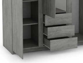 Šatníková skriňa Carlos, šedý beton, 152 cm