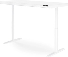 Elektrický písací stôl sit-stand so zásuvkou a bezdrôtovou nabíjačkou Qi biely, 1600 mm: ELLIS