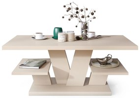 Mazzoni VIVA MAT Béžová [Super Mat / Anti-fingerprint] - MODERNÝ KONFERENČNÝ STOLÍK S POLIČKAMI KAŠMÍR