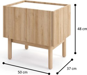 Nočný stolík Boho, dub riviéra/biely mramor