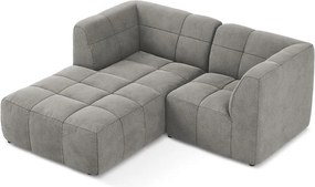 Sivá zamatová rohová pohovka (ľavý roh/s leňoškou) Aloha – Makamii