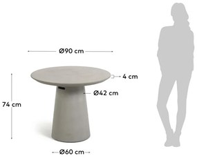 Betónový vonkajší jedálenský stôl Kave Home Itai, ⌀ 90 cm