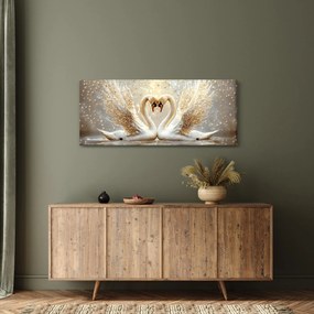 Obraz - Zlaté labute (120x50 cm)