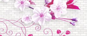 Obraz vetvičky s kvetmi (120x50 cm)