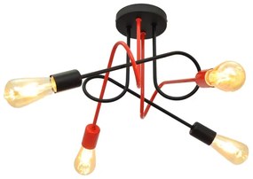 Prisadený luster OXFORD 4xE27/15W/230V čierna/červená