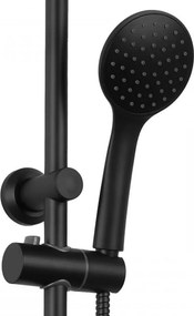 Erga Mutabi, sprchový set s batériou, hlavovou sprchou 20 × 20 cm a výtokom, čierna matná, ERG-YKA-BP.MUTABI-20-BLK