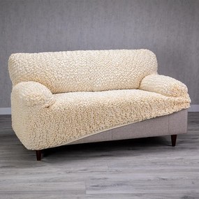 Bielastické poťahy FUCO biobavlna smotanové dvojkreslo (š. 120 - 160 cm)