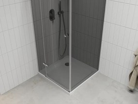Mexen Roma, sprchovací kút s 1-krídlovými dverami 70 (dvere) x 70 (stena) cm, 6mm šedé sklo, chrómový profil + slim sprchová vanička 5cm biela, 854-070-070-01-40-4010