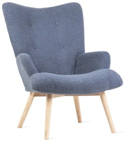 Kreslo ušiak MOSS BOUCLÉ STEEL BLUE