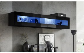 Závesná skrinka Fly 51+Sklo čierna + LED