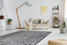 Dywany Łuszczów, Kusový koberec Sion Sisal Trellis 22144 black/ecru – na von aj na doma, 160x220, šedá, chodba / predsieň