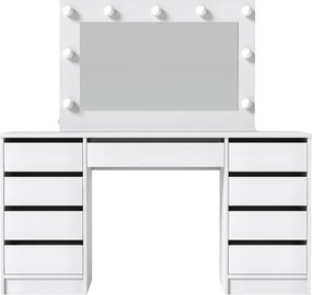 TOALETNÝ STOLÍK ANETT DOUBLE II BIELY LESK + ZRKADLO LED 150 cm