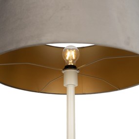 Japandi stojaca lampa béžová s taupe tienidlom a zlatým interiérom 50cm - Simplo