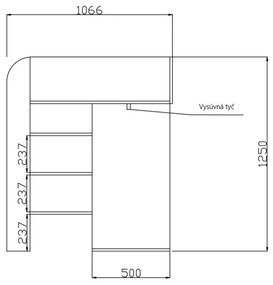 Detská kombinovaná posteľ 90 cm Toreno 1 (biela + biely lesk + tyrkysové lesklé madlá). Vlastná spoľahlivá doprava až k Vám domov. 1083308