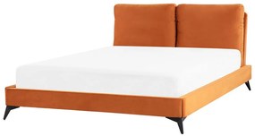 Zamatová posteľ 160 x 200 cm oranžová MELLE Beliani