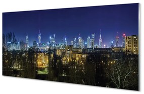 Sklenený obraz Nočná panoráma Varšavy 100x50 cm