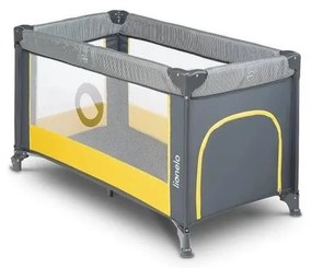 Lionelo - Cestovná postieľka STEFI šedá/žltá
