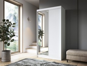 Šatní skříň Biancco se zrcadlem 120 cm bílá