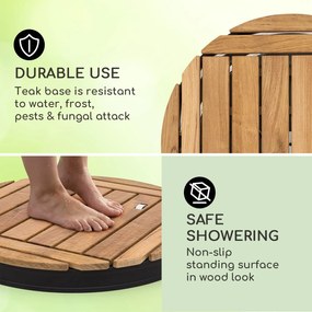Blumfeldt Sumatra Teak Round, záhradná sprcha, hliník, tíkové drevo, rukoväť