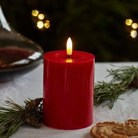 SIRIUS Vosková LED svíčka Sille Red, 10 cm, červená, prům. 7,5 cm