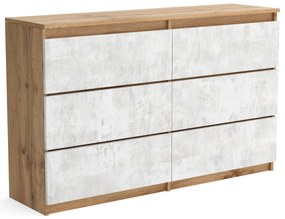 Veľká komoda 6 zásuviek ARIE šírka 120cm Wotan Dub/Betón