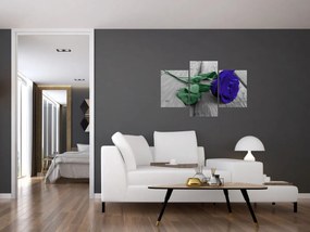 Obraz - Modrá ruža so zelenou stonkou (90x60 cm)