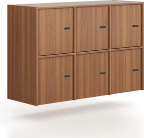 Nadstavba pre skrine FRAME, 6x dvere, 1299 x 450 x 854 mm, mechanický kódový zámok, orech