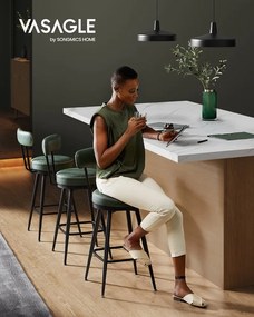 VASAGLE EKHO – Sada 2 barových stoličiek z umelej kože, otočné, LBC089 Farba: čierna