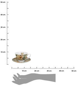 Porcelánová šálka na nohe s podšálkou Royal Peony White 250 ml