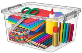 Orion Transparentný úložný box s vekom, UHO, obdĺžnikový nízky box 5l, 30x20x13cm