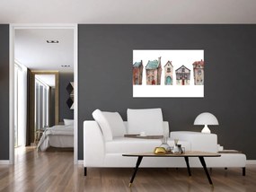 Obraz - Akvarelové domčeky (90x60 cm)