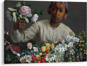 Obraz - Frédéric Bazille, Young Woman with Peonies, reprodukcia (70x50 cm)
