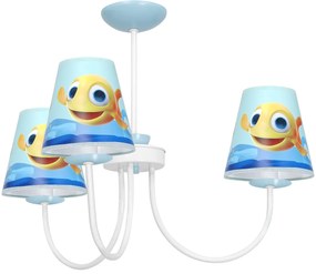 Detský luster Fish, 3x plastové tienidlo so vzorom, w/bl