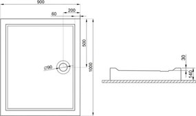 Polimat Kompaktná obdĺžniková akrylátová sprchová vanička Goliat 1 90x80 (100x80, 100x90, 120x80, 120x90) POLIMAT-Farba: Biela, POLIMAT-Rozmery: 120x…