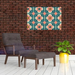 Obraz - Retro vzor s kvetmi (90x60 cm)