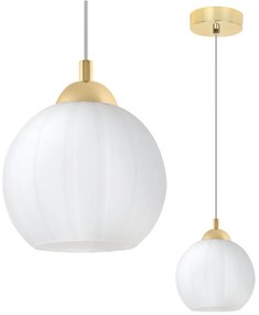 Závesné svietidlo Costa, 1x biele sklenené tienidlo, g