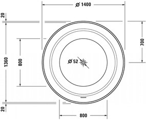 Duravit White Tulip - Voľne stojaca vaňa Ø 1400 mm, biela 700470000000000