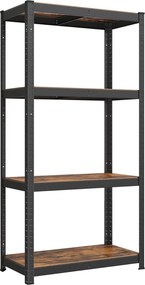 Policový diel, regál s vysokou nosnosťou, nosnosť 520 kg, 40 x 80 x 160 cm, rustikálny hnedý
