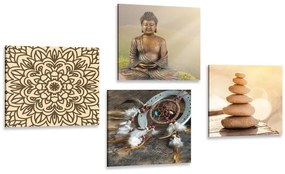 Set obrazov harmonický Budha - 4x 60x60