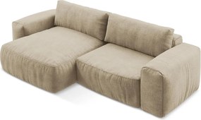 Svetlohnedá ženilková rozkladacia rohová pohovka (ľavý roh/s leňoškou) Kuki – Makamii