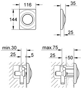 GROHE 37018SH0 - Ovládacie tlačidlo SURF 116 × 144 mm biela