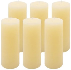 Krémová parafínová sviečka rustikálna 20 cm, 90 h, sada 6 ks