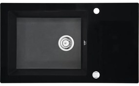 DEANTE CAPELLA ZSC_GX2C Jednodrez s odkvapom 860x500x200 Hybrid, granit-sklo, čierna - Deante