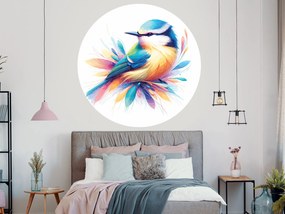 Vtáčik textilní prelepiteľná nálepka na stenu list 45 x 45 cm